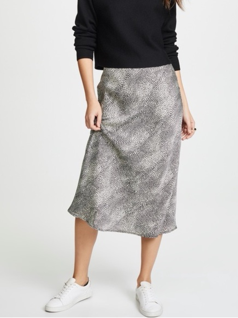 Black & White Leopard Midi Skirt
